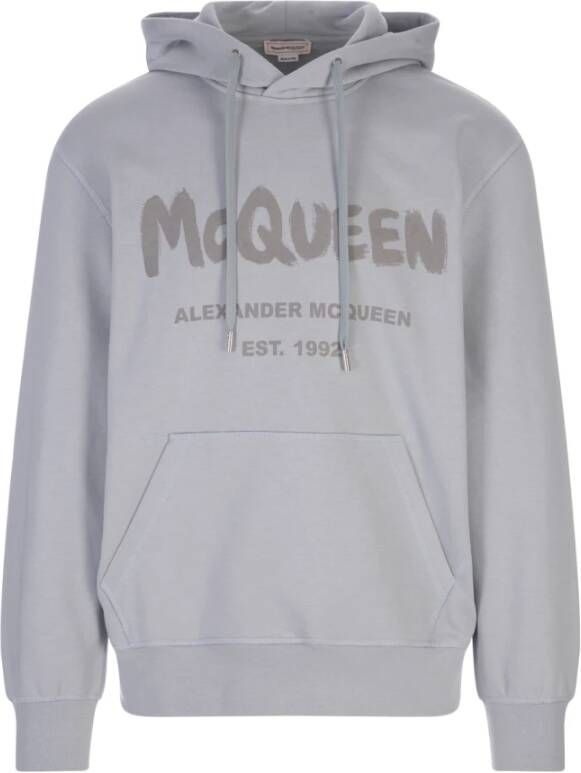 Alexander mcqueen Grijze McQueen Graffiti Logo Hoodie Grijs Heren