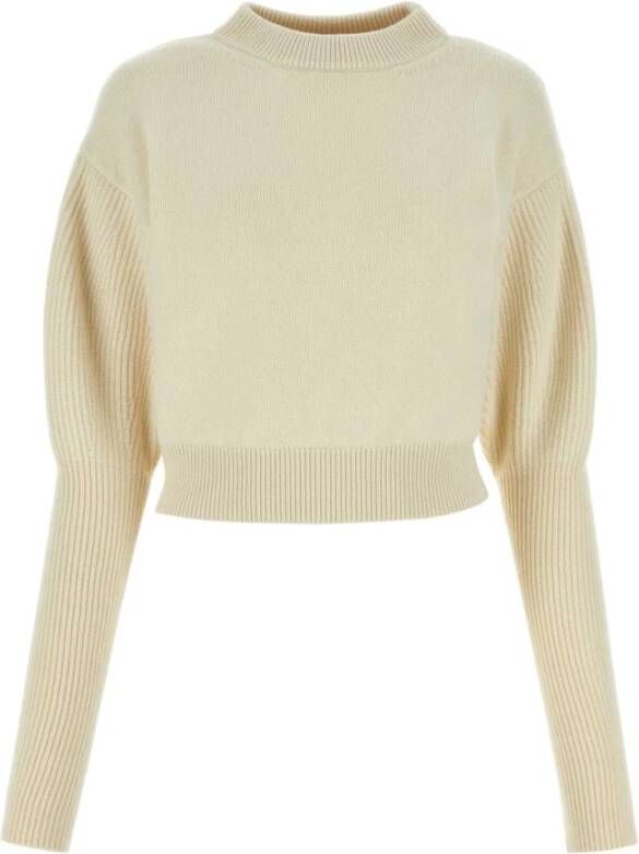 Alexander mcqueen Ivory Cashmere Blend Sweater Stijlvol en Comfortabel White Dames
