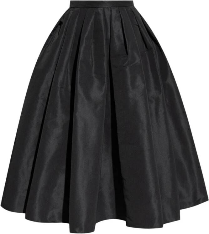 Alexander mcqueen Zwarte Geplooide Midi Rok Black Dames