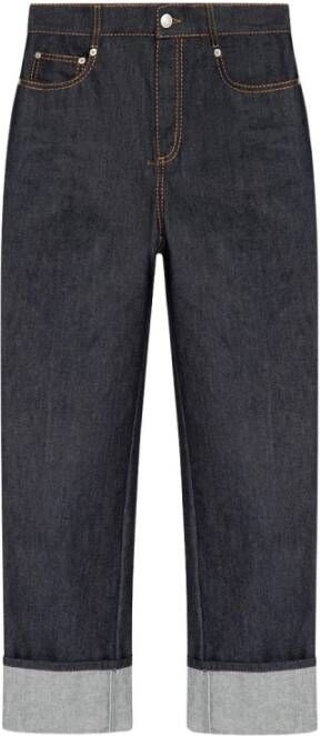 Alexander mcqueen Hoge taille straight leg jeans in denim Blue Dames