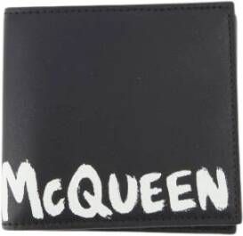 Alexander mcqueen Stijlvolle Billfold 8Cc Portemonnee Zwart Wit Leer Zwart Heren