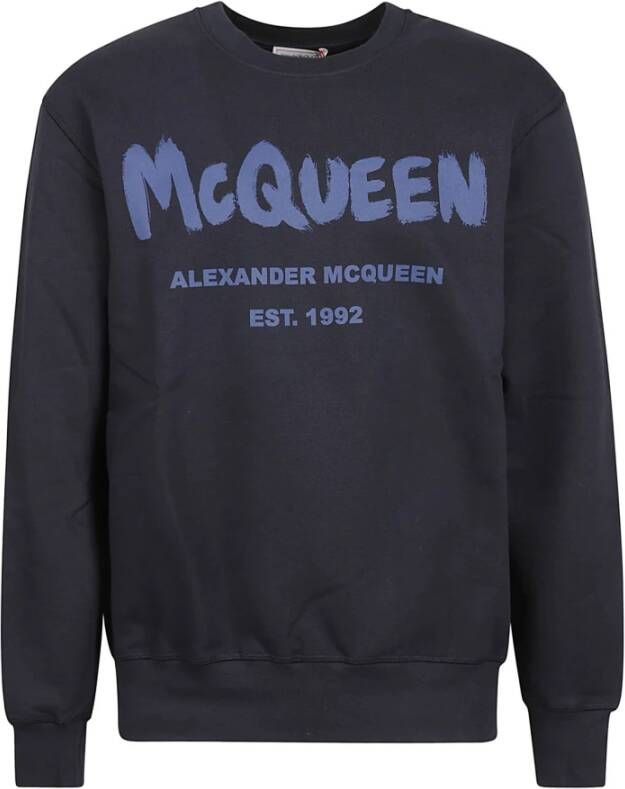 Alexander mcqueen Katoenen Logo Sweatshirt Blauw Heren