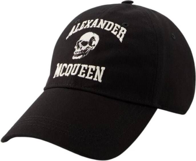 Alexander mcqueen Zwarte Logo Hoed met Gebogen Klep Black Heren