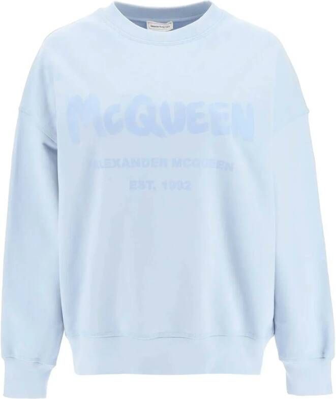 Alexander mcqueen Katoenen Sweatshirt met Logodetail Blauw Dames