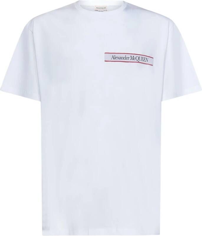 Alexander mcqueen Klassiek Wit Katoenen T-shirt met Logo Tape Detailing White Heren
