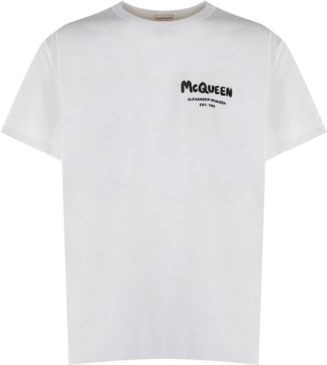 Alexander mcqueen Korte Mouw T-Shirt Wit Logo Print Rechte Zoom White Heren