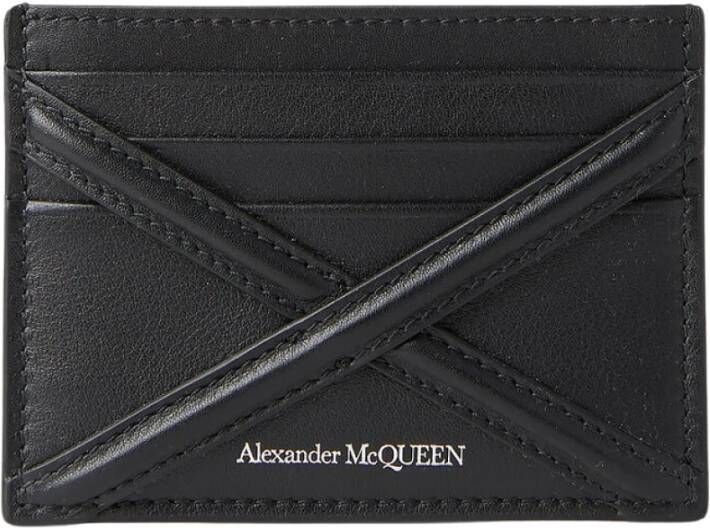 Alexander mcqueen Leren Logo Kaarthouder Perfecte Balans tussen Kwetsbaarheid en Kracht Zwart Heren