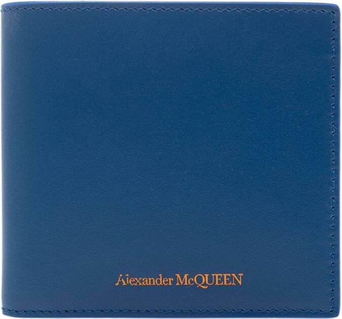 Alexander mcqueen Leren opvouwbare portemonnee Blauw Heren