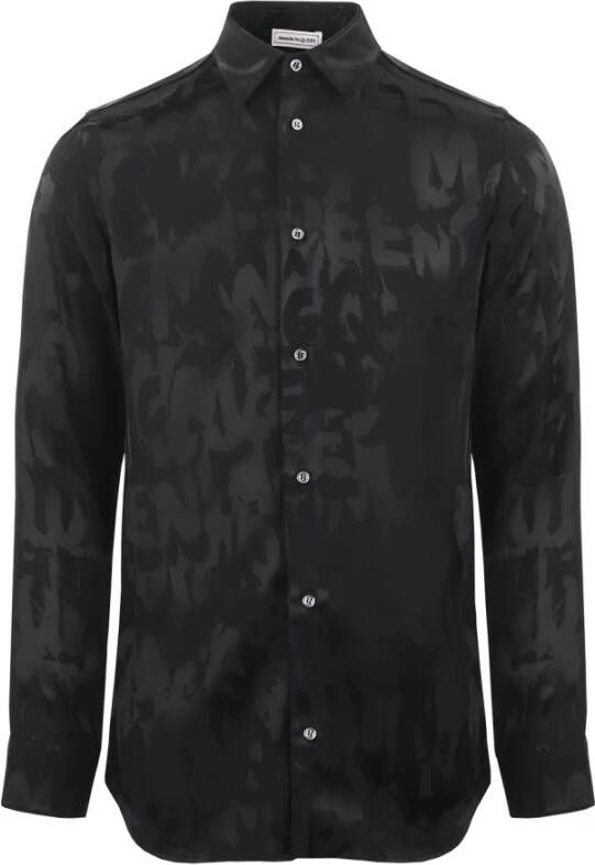 Alexander mcqueen Zwarte Graffiti Logo Jacquard Shirt Black Heren