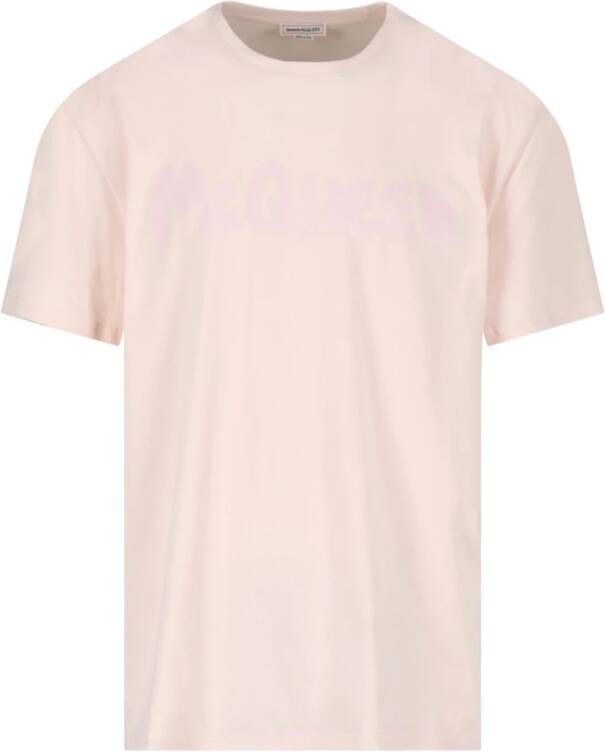 Alexander mcqueen Lichtroze Natuurlijke T-shirt voor Heren Roze Heren