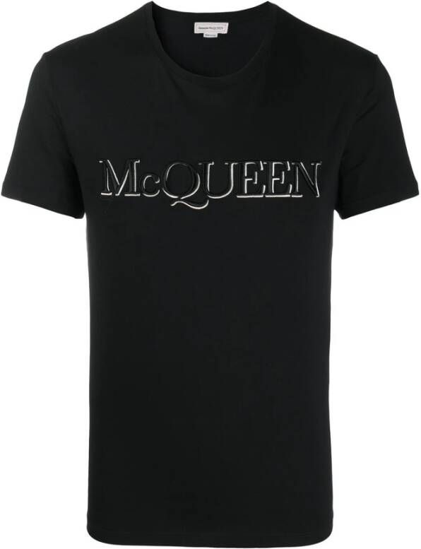 Alexander mcqueen Logo Geborduurd T-Shirt Zwart Heren