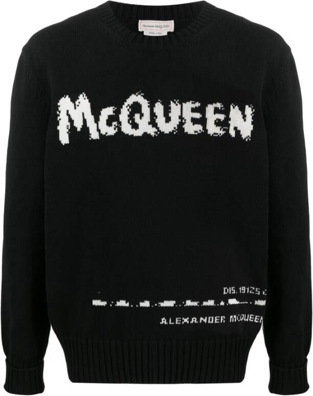Alexander mcqueen Logo Jacquard Crew-neck Sweatshirt Zwart Heren