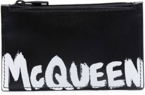 Alexander mcqueen Logo Leren Portemonnee Zwart Dames