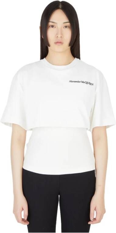 Alexander mcqueen Logo print gelaagd t-shirt Wit Dames