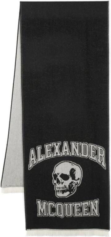Alexander mcqueen Logo-Print Wollen Sjaal voor Heren Zwart Heren