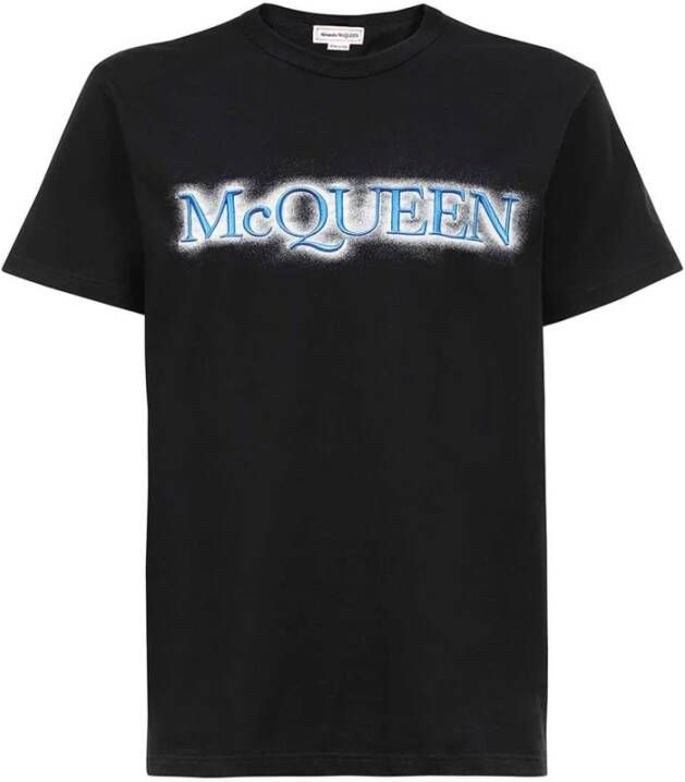 Alexander mcqueen Logo T-Shirt met Ribboorden Black Heren