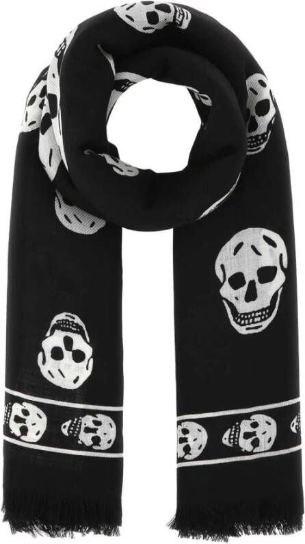 Alexander mcqueen Luxe Bedrukte Wol Foulard Zwart Dames