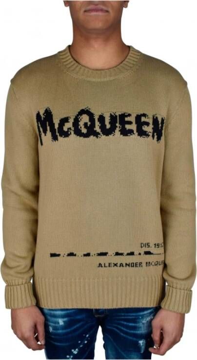 Alexander mcqueen Luxe Beige Graffiti Sweater Bruin Heren