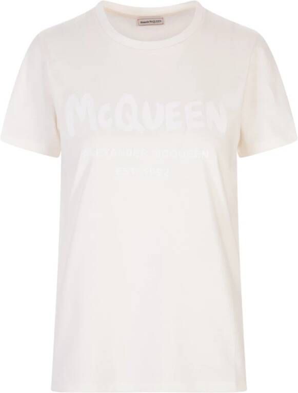 Alexander mcqueen Luxe Logo-Print T-Shirt White Dames