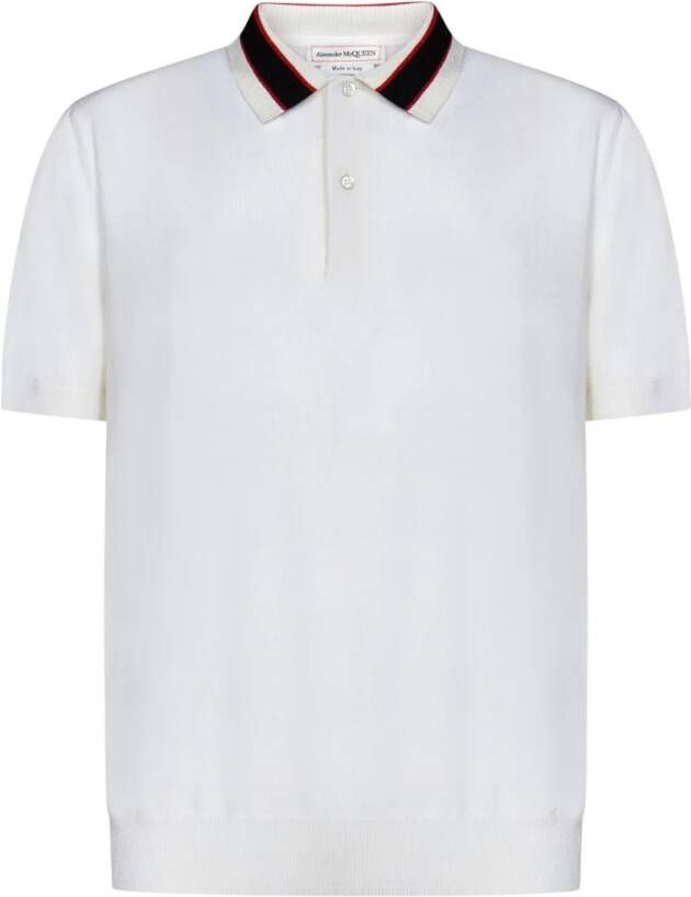 Alexander mcqueen Luxe Polo T-shirt met Gestreepte Kraag White Heren
