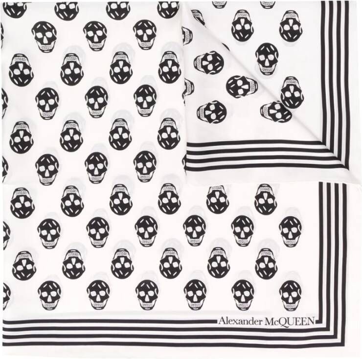 Alexander mcqueen Luxe zijden sjaal met Biker Skull-print Zwart Heren
