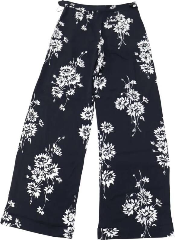 Alexander mcqueen McQ by Floral Wide Leg Trousers in Black Polyester Zwart Dames