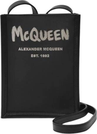 Alexander mcqueen Mini Crossbody Bag in Black Leather Zwart Heren