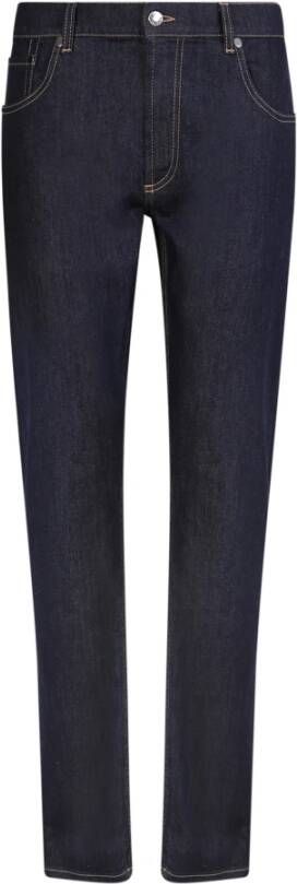 Alexander mcqueen Minimalistische Straight-Leg Jeans met Contraststiksels Blauw Heren