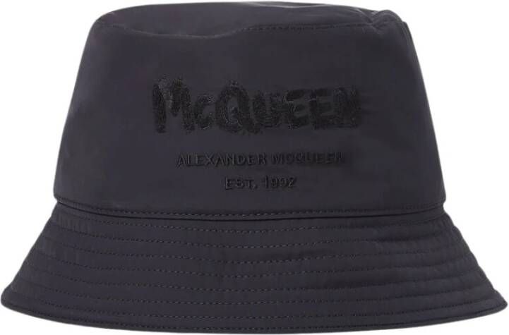 Alexander mcqueen Moderne Logo Borduurwerk Bucket Hat Zwart Heren