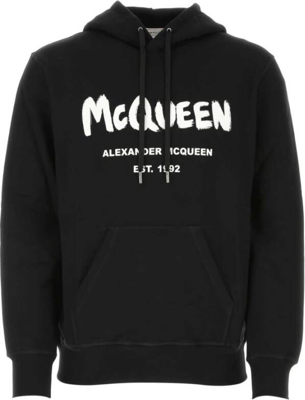 Alexander mcqueen Moderne Zwarte Stretch Katoenen Sweatshirt Zwart Heren