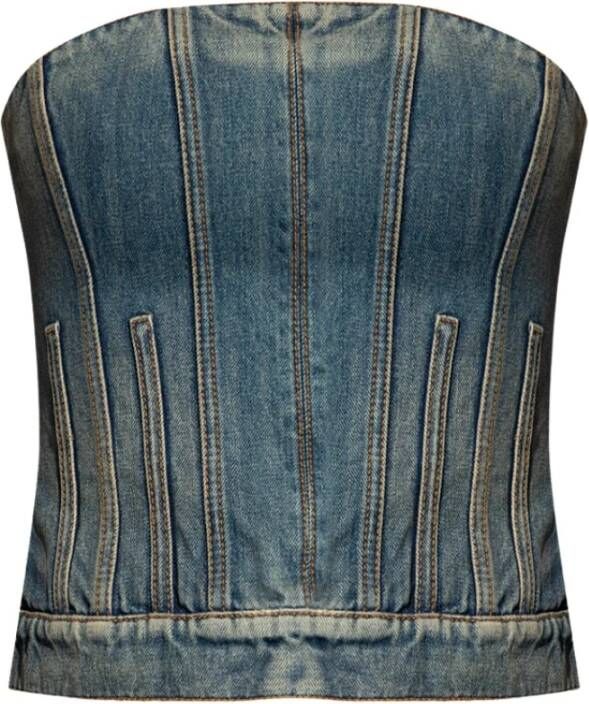 Alexander mcqueen Mouwloos Denim Korset Blauw Dames