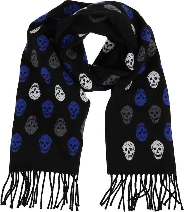 Alexander mcqueen Omkeerbare Zwarte en Blauwe Sjaal Zwart Heren