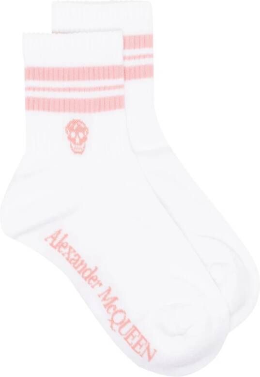 Alexander mcqueen Witte elastische katoenmix sokken White Dames