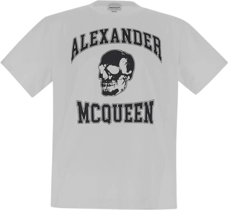 Alexander mcqueen Opvallend Varsity Skull Print T-Shirt Wit Heren