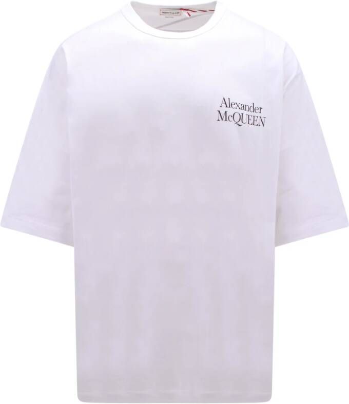 Alexander mcqueen Organisch Katoenen Logo Print T-Shirt Wit Aw23 White Heren