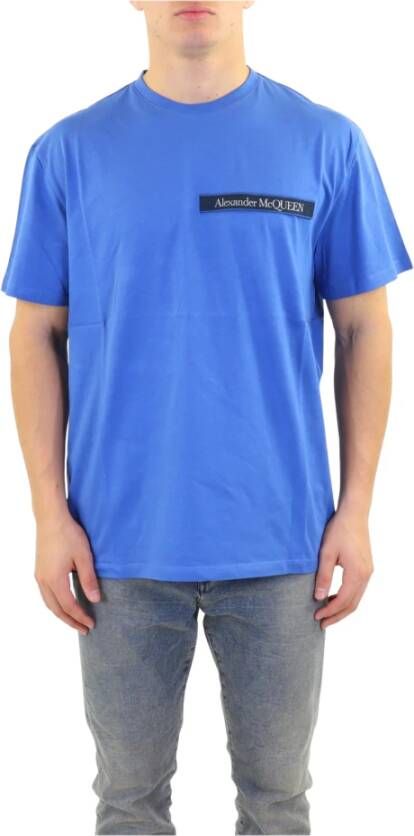 Alexander mcqueen Organisch Logo Tape T-Shirt Blauw Heren