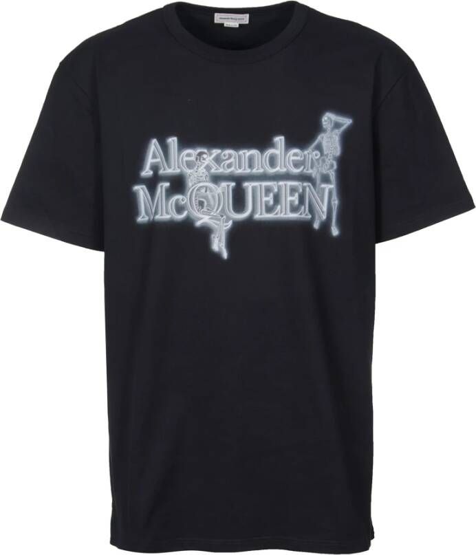 Alexander mcqueen Zwart Logo Grafische T-shirt Ronde Hals Black Heren
