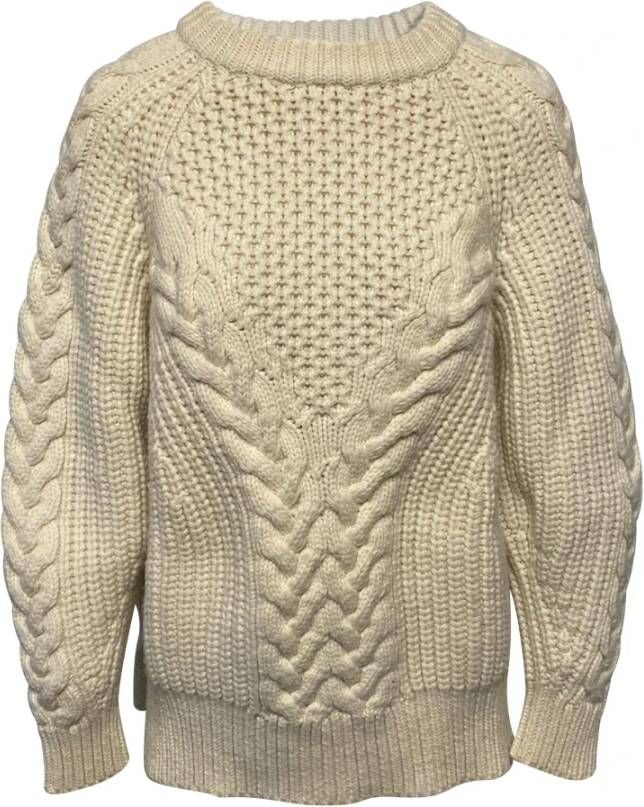 Alexander McQueen Pre-owned Alexander McQueen Cable Knit Sweater in Cream Wool Beige Dames