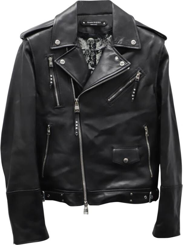 Alexander McQueen Pre-owned Alexander McQueen Convertible Biker Jacket in Black Leather Zwart Heren