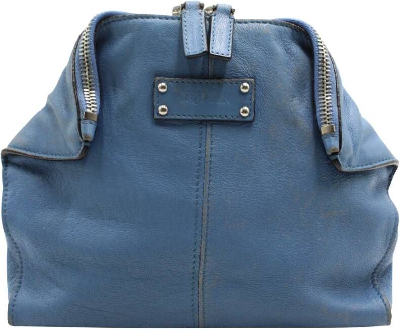 Alexander McQueen Pre-owned Alexander McQueen De Manta Clutch Bag in Blue Leather Blauw Dames