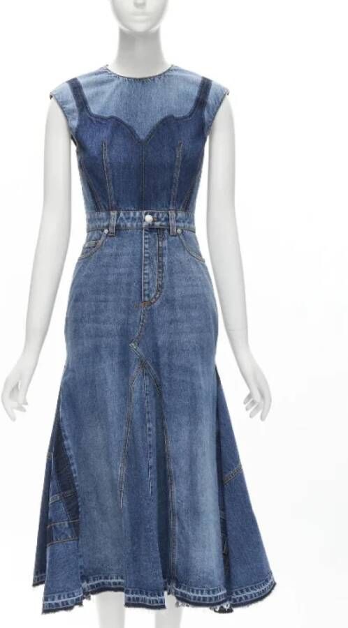 Alexander McQueen Pre-owned Denim dresses Blauw Dames