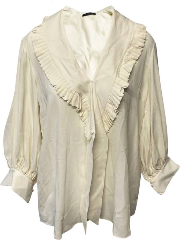 Alexander McQueen Pre-owned Gegolfde blouse in witte zijde Wit Dames