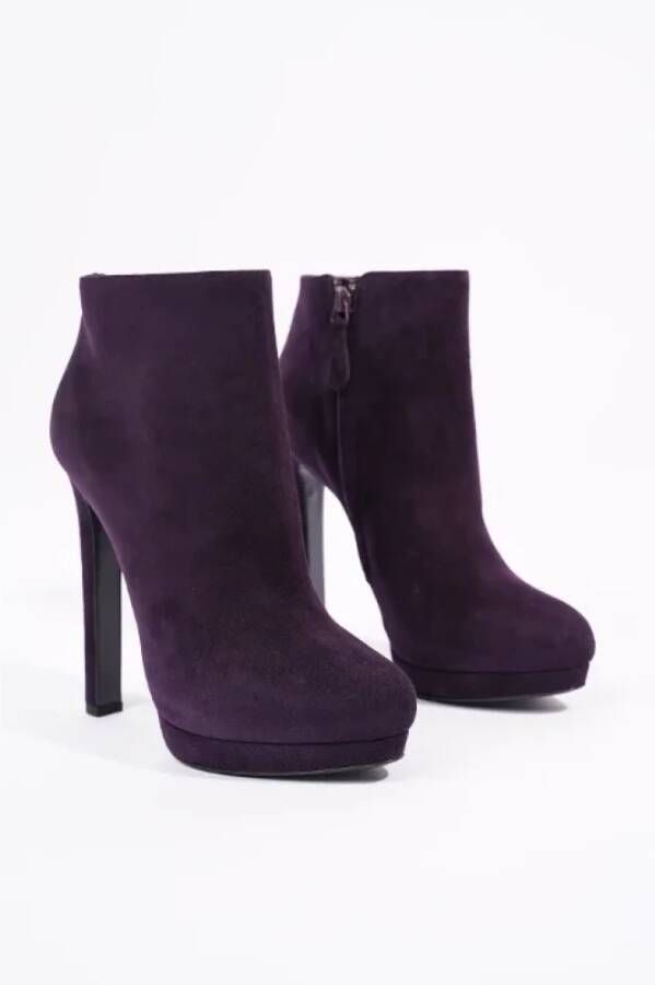 Alexander McQueen Pre-owned Leather boots Purple Dames