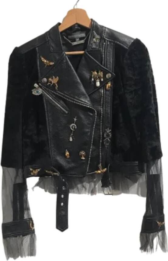 Alexander McQueen Pre-owned Leather outerwear Zwart Dames