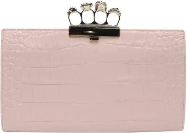 Alexander McQueen Pre-owned Leather clutches Roze Dames