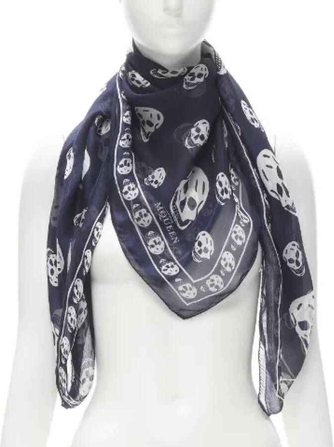 Alexander McQueen Pre-owned Silk scarves Blauw Dames