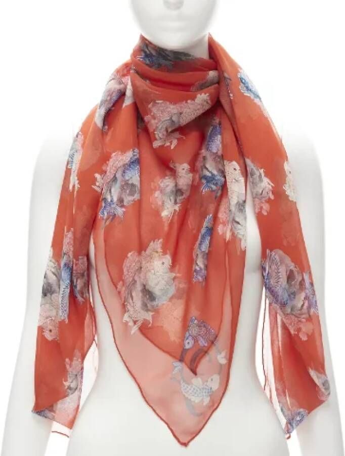 Alexander McQueen Pre-owned Silk scarves Rood Dames