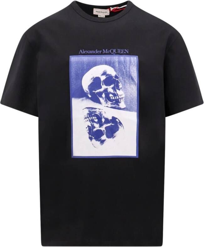Alexander mcqueen Reflecterend Skull Print Katoenen T-Shirt Zwart Heren