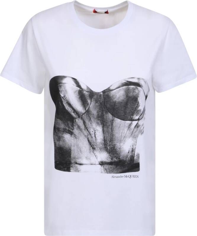 Alexander mcqueen Relaxed T-shirt van puur katoen met iconische logo print Zwart Dames
