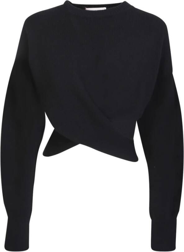 Alexander mcqueen Zwarte Gebreide Crop Sweater Black Dames
